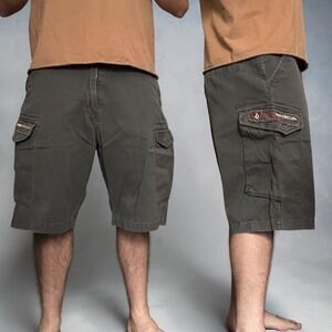 Volcom Stone Scout Cargo Shorts Grey Skater Y2K Baggy Size 34